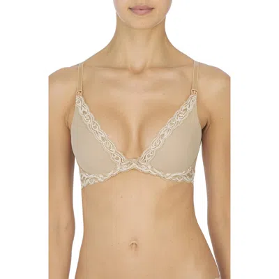 Natori Feathers Lace Plunge Nursing T-shirt Bra In Neutral