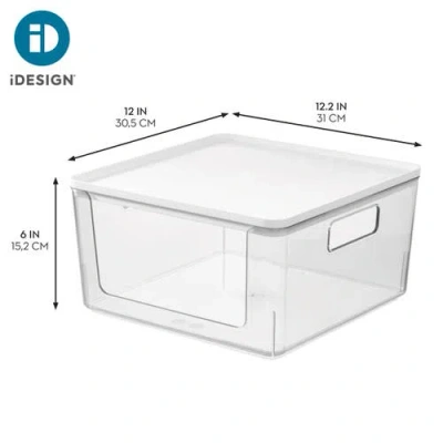 Idesign Stackable Open-front Bins With Lid, Set Of 3, Clear/white In Transparent