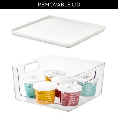 Idesign Stackable Open-front Bins With Lid, Set Of 3, Clear/white In Transparent