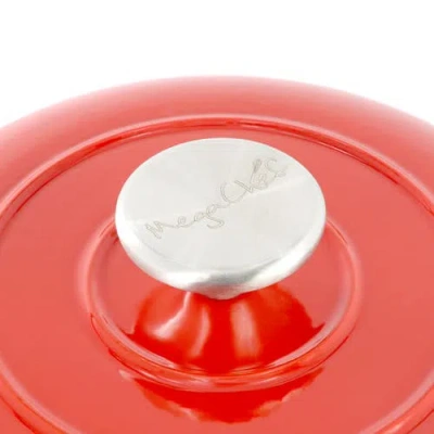 Megachef 6 Quart Enameled Cast Iron Bread Pot In Red With Baking Mat In Red