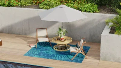 Mad Mats Palm Leaf Rug In Multi