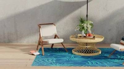 Mad Mats Palm Leaf Rug In Multi