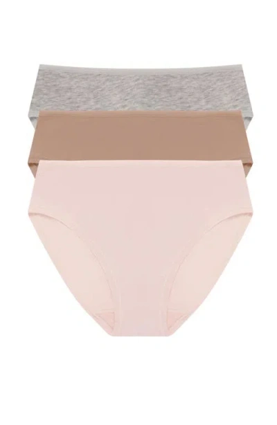 Natori Bliss Bare Cotton Bikini 3-pack In Pink
