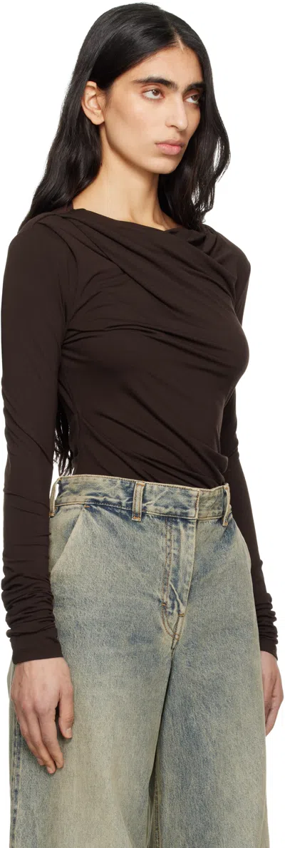 Entire Studios Brown Drape Top In Brown