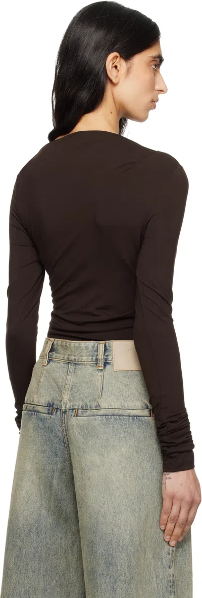 Entire Studios Brown Drape Top In Brown