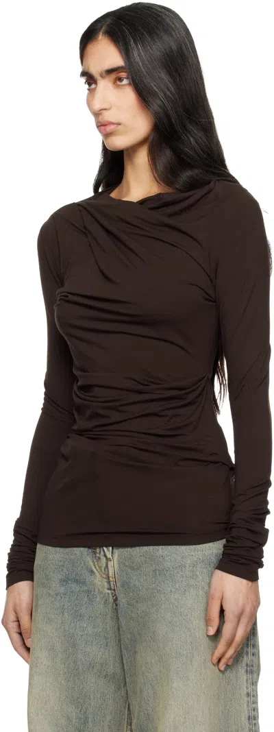 Entire Studios Brown Drape Top In Brown