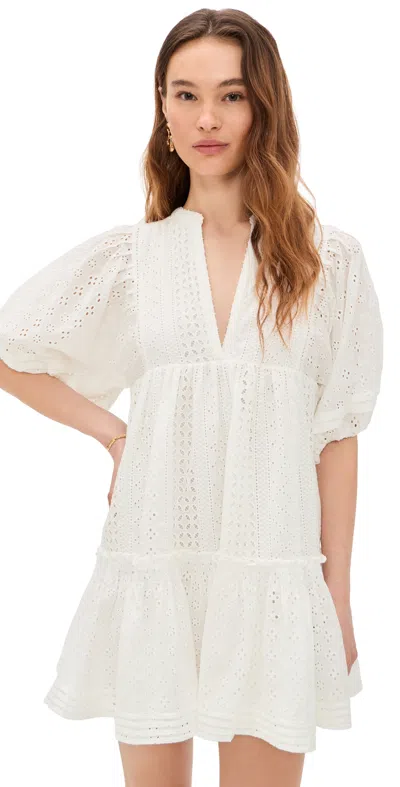 Poupette St Barth Aria Broderie Anglaise Cotton Minidress In Natural White