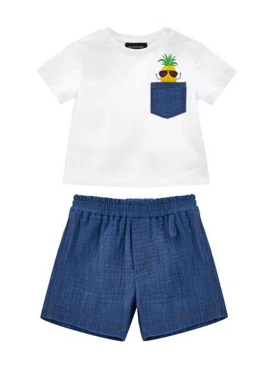 Monnalisa Pineapple T-shirt Set In Multi