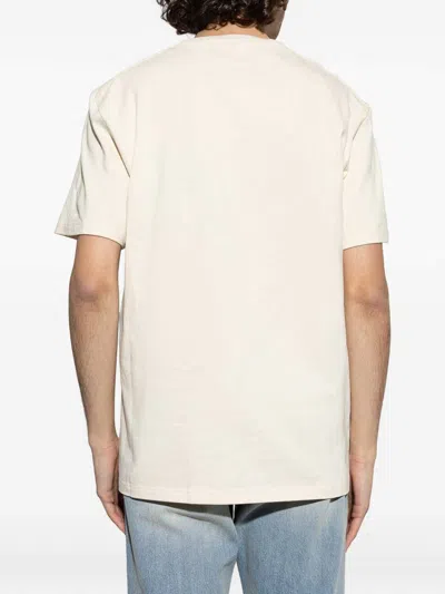 Alexander Mcqueen Men Cotton T-shirt With A Flocked Logo Printed In White