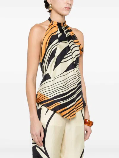 Raquel Diniz Halterneck Open Back Top Asymmetric Hem In Multi