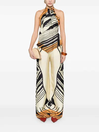 Raquel Diniz Halterneck Open Back Top Asymmetric Hem In Multi