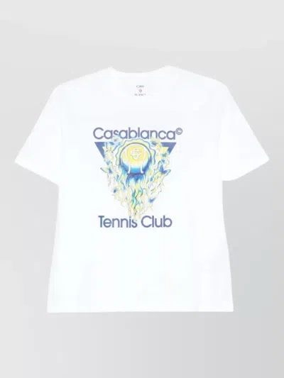Casablanca Tennis Club Boxy Front Flame Cotton T-shirt In White