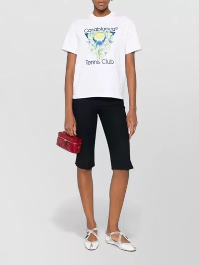 Casablanca Tennis Club Boxy Front Flame Cotton T-shirt In White