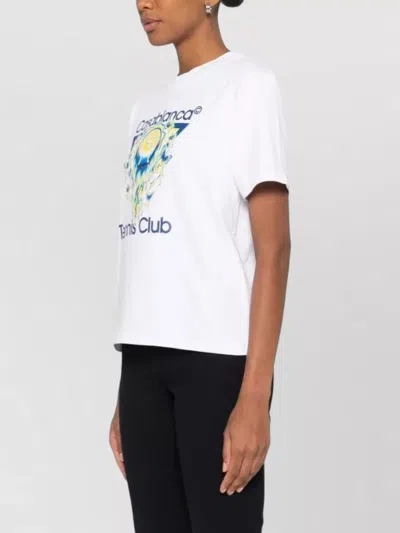 Casablanca Tennis Club Boxy Front Flame Cotton T-shirt In White