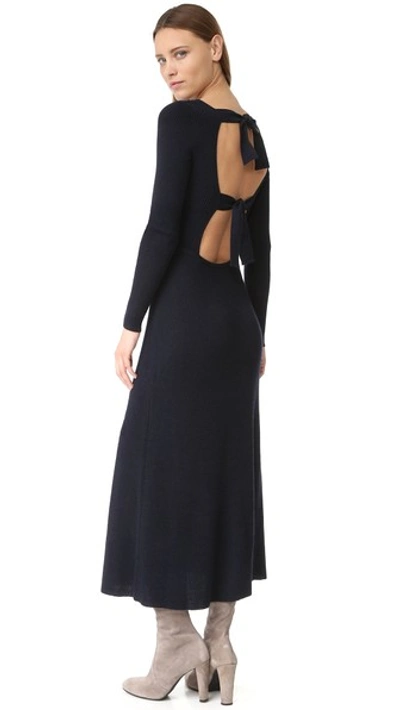Elizabeth And James Caden Tie-back Ribbed Stretch-knit Maxi Dress In Navy