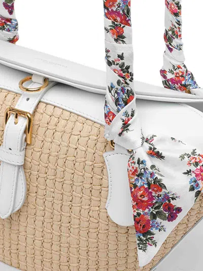 Dolce & Gabbana Borsa A Spalla Coffa Capri In Rafia Con Stampa Floreale Dolce E Gabbana In Sand