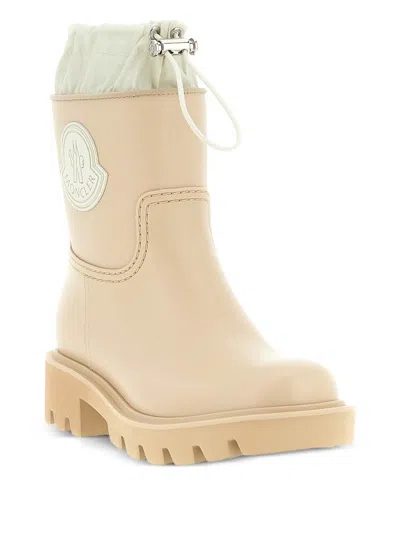Moncler Kickstream Drawstring Logo-patch Rain Boots In Neutral