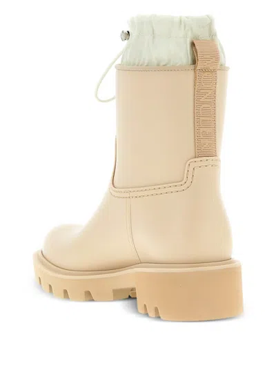 Moncler Kickstream Drawstring Logo-patch Rain Boots In Neutral