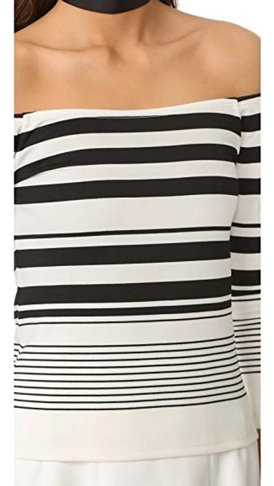 Shop Cupcakes And Cashmere Leilani Stripe Off The Shoulder Tee In Ivory