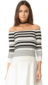 CUPCAKES AND CASHMERE Leilani Stripe Off The Shoulder Tee