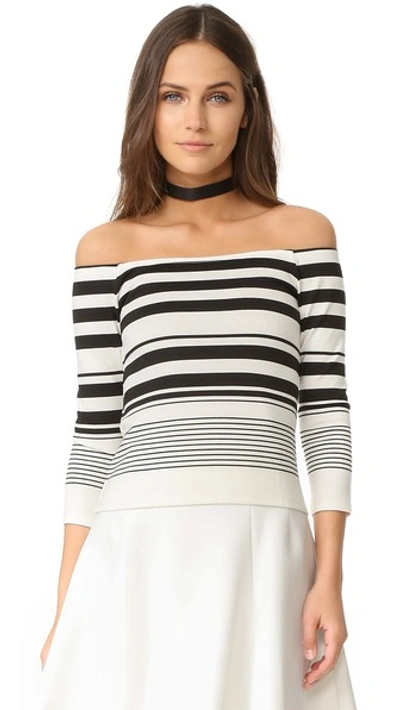 Shop Cupcakes And Cashmere Leilani Stripe Off The Shoulder Tee In Ivory