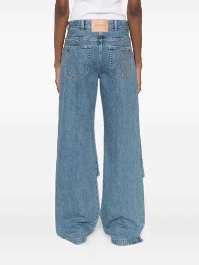 Attico Blue Jeans With Logo Detail On The Pocket And Logo Patch On The Rear In Denim Woman
