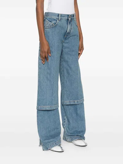 Attico Blue Jeans With Logo Detail On The Pocket And Logo Patch On The Rear In Denim Woman