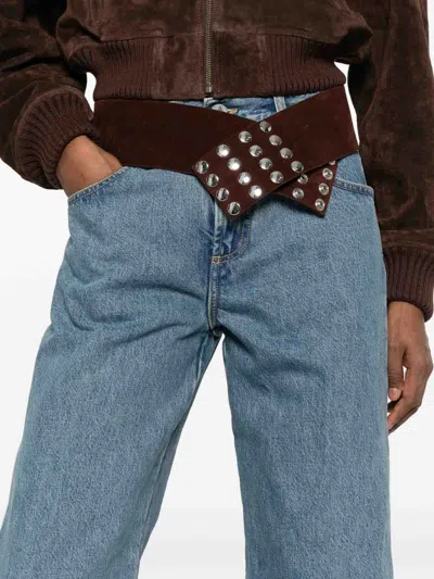 Attico Blue Jeans With Logo Detail On The Pocket And Logo Patch On The Rear In Denim Woman