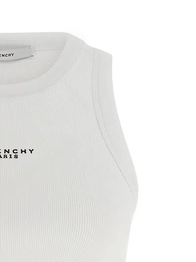 Givenchy White Sleeveless Top With Logo Lettering On The Front In Cotton Stretch Woman In White