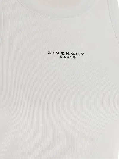 Givenchy White Sleeveless Top With Logo Lettering On The Front In Cotton Stretch Woman In White