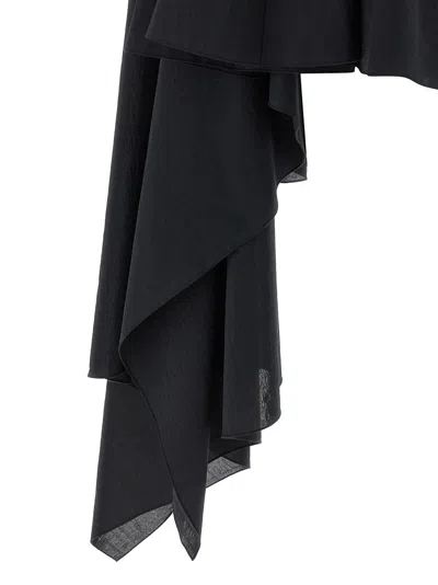 Jacquemus Courte Asymmetric Cotton-blend Crepon Halterneck Dress In Black