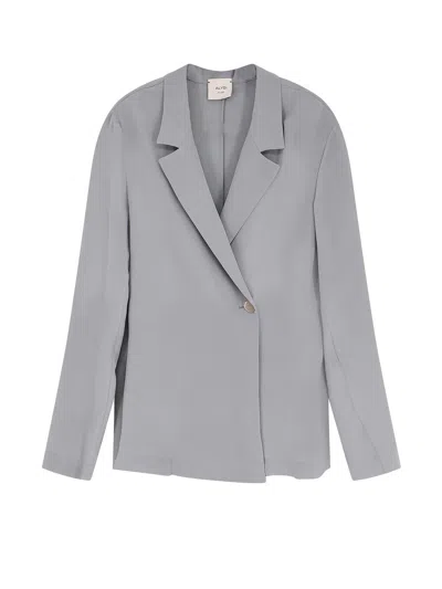 Alysi Single-button Lapel Blazer In Gray