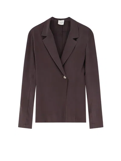 Alysi Single-button Lapel Blazer In Brown