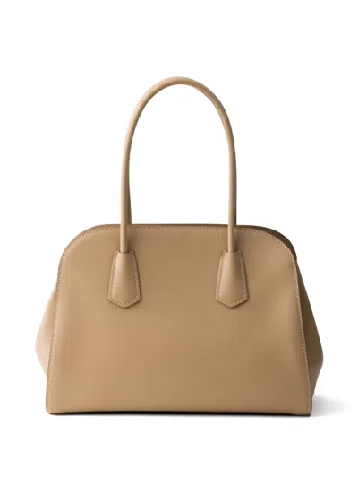 Prada Medium Leather Tote Bag In Nude