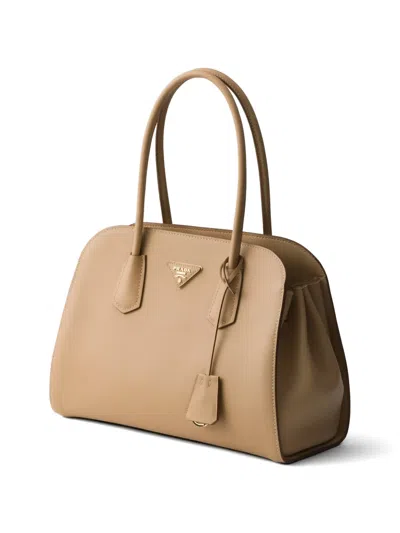 Prada Medium Leather Tote Bag In Nude
