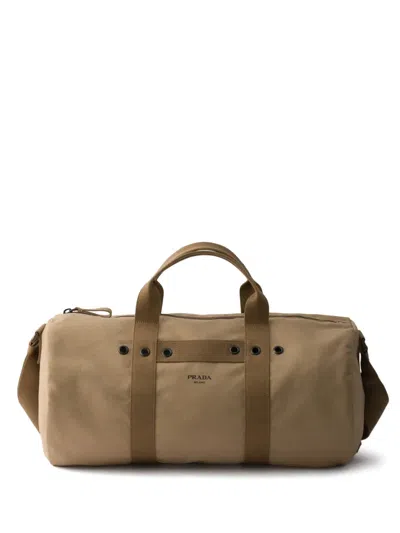 Prada Canvas Duffel Bag In Nude