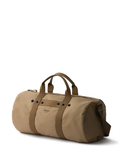 Prada Canvas Duffel Bag In Nude
