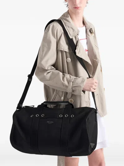 Prada Weekender Aus Canvas In Black