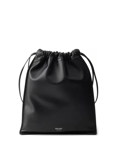 Prada Wish Re-nylon Drawstring Pouch In Black