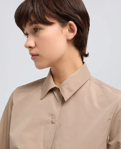 Aspesi Unlined Shirt Jacket In Technical Polyester In Brown