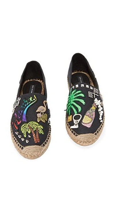 Marc Jacobs Sienna Embellished Appliquéd Canvas Espadrilles In Black Multi