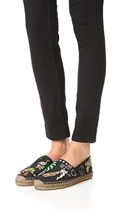 Marc Jacobs Sienna Embellished Appliquéd Canvas Espadrilles In Black Multi