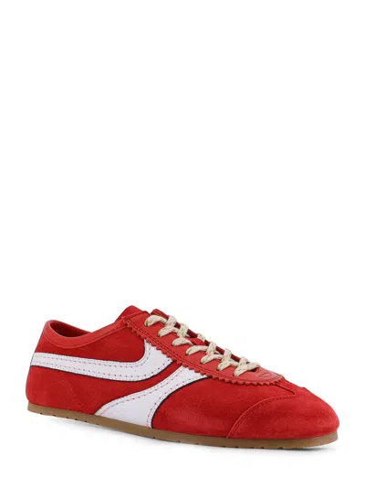 Dries Van Noten 70s Marathon Spirit Suede Low-top Sneakers In Red