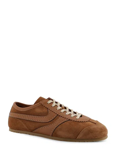 Dries Van Noten Women Beige Low-top Sneakers With Two-tone Lace-up In Suede Woman In Brown