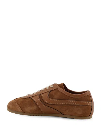 Dries Van Noten Women Beige Low-top Sneakers With Two-tone Lace-up In Suede Woman In Brown