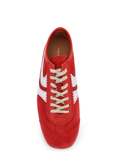 Dries Van Noten 70s Marathon Spirit Suede Low-top Sneakers In Red