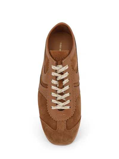Dries Van Noten Women Beige Low-top Sneakers With Two-tone Lace-up In Suede Woman In Brown