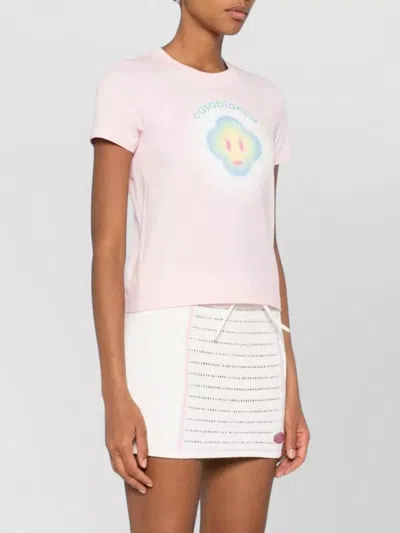 Casablanca Women Airbrush Smiley Fitted Short-sleeve T-shirt In Pink