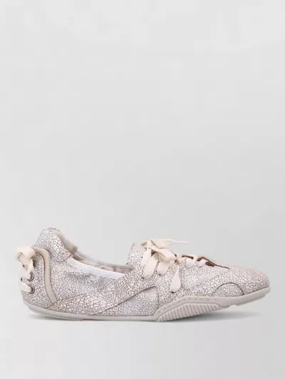 Acne Studios Ballerina Lace-up Sneaker With Premium Leather Uppers In Neutral