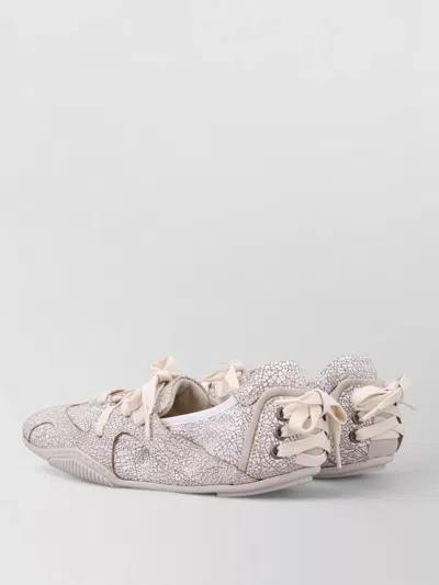 Acne Studios Ballerina Lace-up Sneaker With Premium Leather Uppers In Neutral